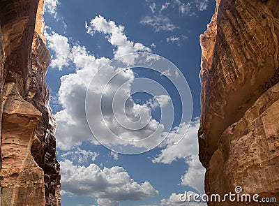 The 1.2km long path (Siq) to the city of Petra, Jordan