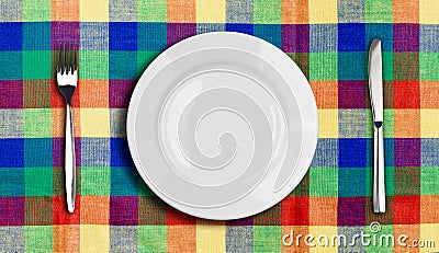 Knife plate and fork multicolor tablecloth