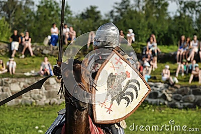 Knight in armor on the tournament