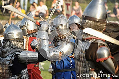 Knights in armor with shields