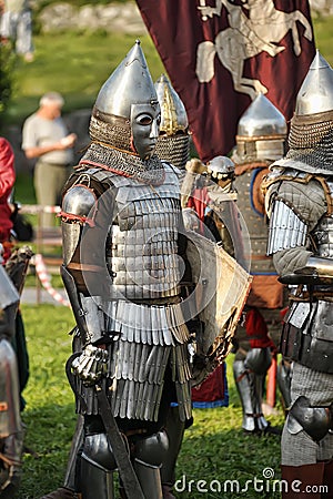 Knights in armor with shields