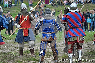 Knights in armor with shields