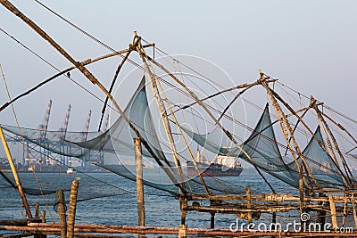 Kochi, India. Chinese fishing nets