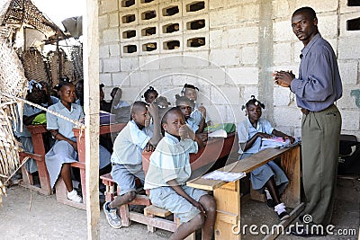 KOLMINY, HAITI - FEB 22, 2013: Unidentified children and their