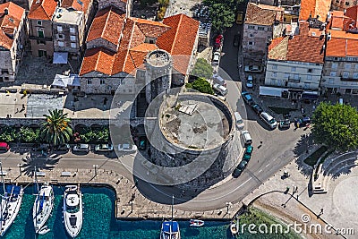 Korcula old town aerial photo