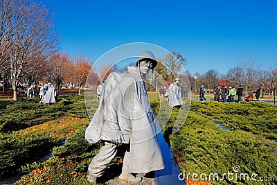 The Korean War Veterans Memorial in Washington DC, USA