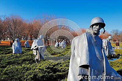 The Korean War Veterans Memorial in Washington DC, USA