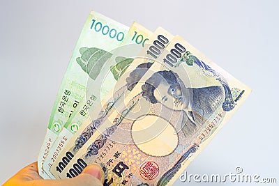 Korean won and Japanese yen