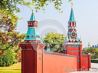 The kremlin wall and the clock tower of Russia
