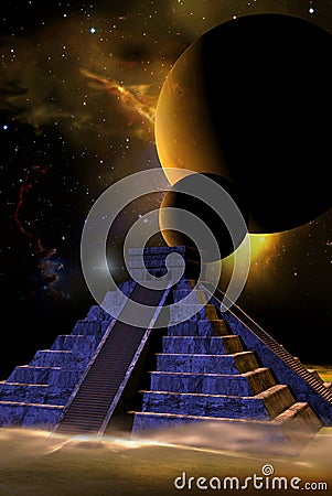 Kukulkan pyramid and planets