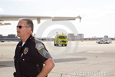 LA Airport Police and fire department on tarmac