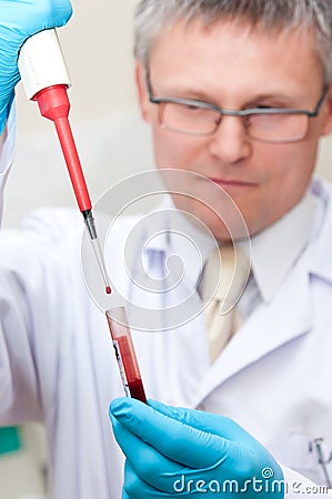 Laboratory man blood testing