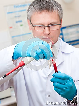 Laboratory man blood testing