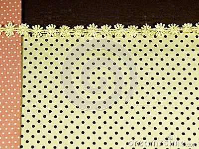 Lace with orange and brown polka dots background