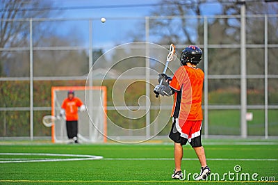Lacrosse player catching ball