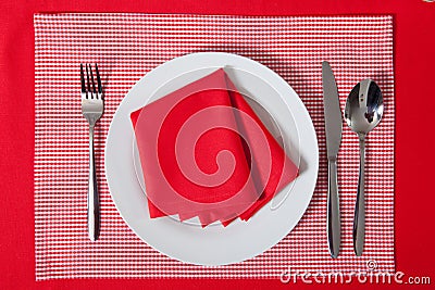 Laid table in red colour