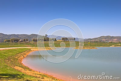 Lake and clear blue sky