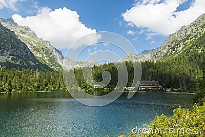 Beautiful surroundings of the pond (Popradzki Staw, Popradske pleso 