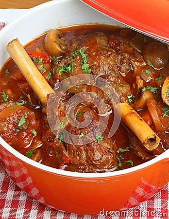 Lamb Shanks Stew in Casserole Dish