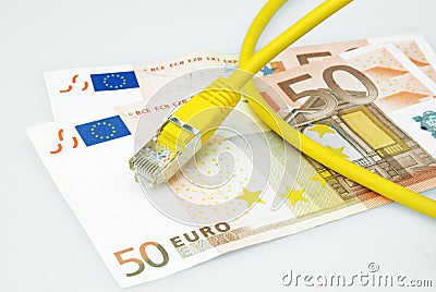 Lan cable with euro money