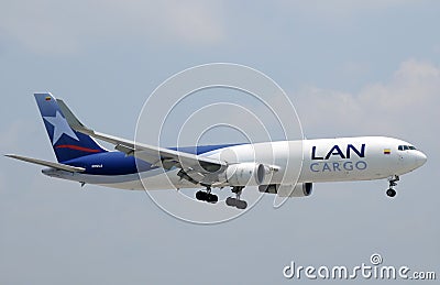 LAN cargo jet airplane landing