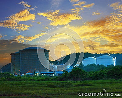 Landscape of construction site oil storage tank in refinery