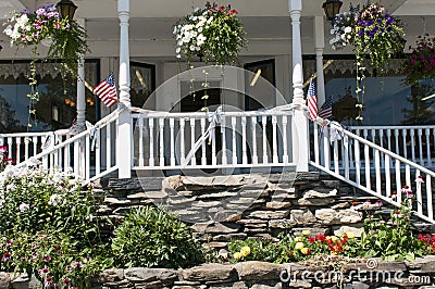 Landscape flowers and porch steps