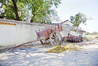 Indian Village bullock Cart and farm machinery