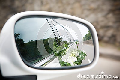 Landscape in the sideview mirror