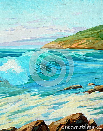 Landscape with turquoise wave