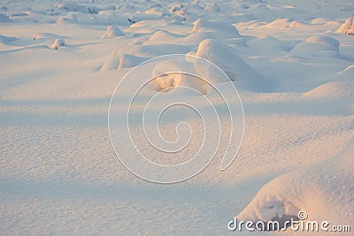 Landscape. weather, snowdrifts in the foreground