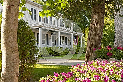 Landscaped house porch flowers