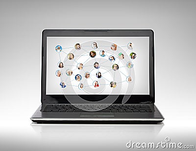 Laptop computer with social network on screen