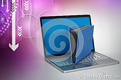 Laptop with file folder