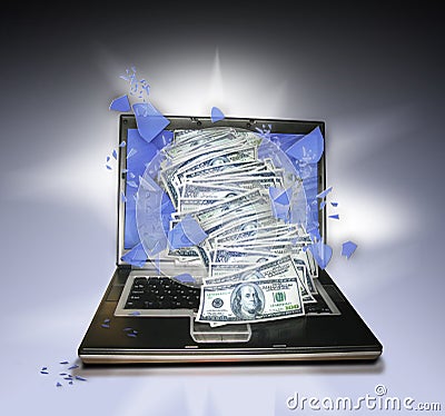 Laptop PC with money