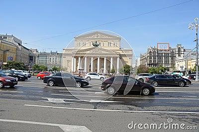 Large Academic Theatre. Heat. Sunlight. Summer day. The theater square. Summer day