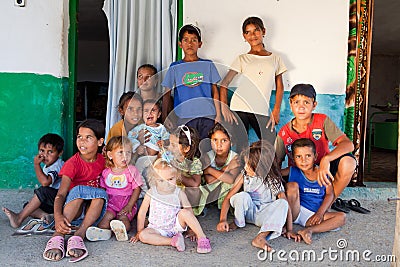 Large Bulgarian Roma gypsy family