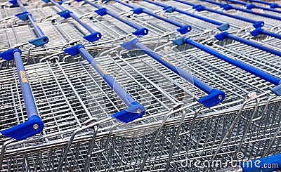 Large empty blue shopping cart