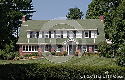 Large Gambrel Roofed House Stock Photo