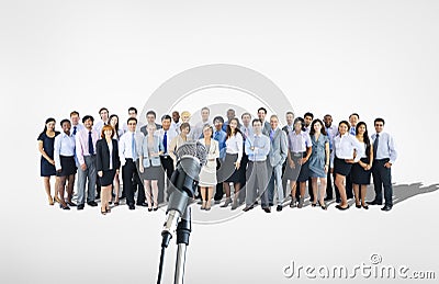 Large Group of Business People Presenting