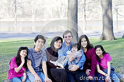 Large interracial Family of seven