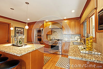 Large kitchen room with island