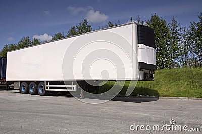Large modern refrigerated truck trailer