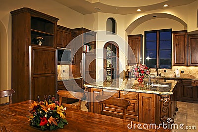Large New Mansion Home Kitchen