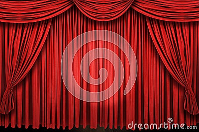 Large red curtain stage ans spot light