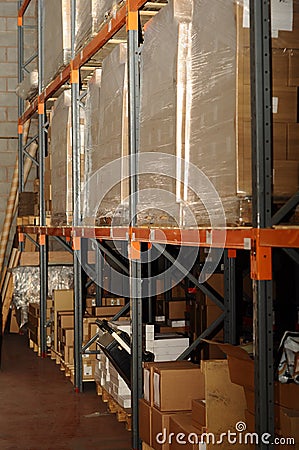 Large shelves at a storage facility