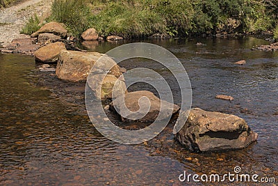 Large stepping stones on river