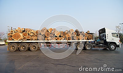 Large truck transporting wood