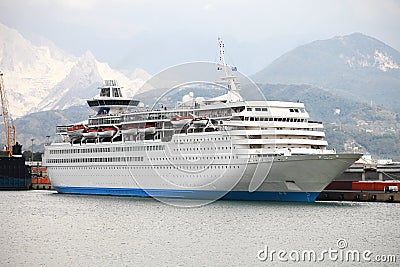 Large white passengers cruise ship
