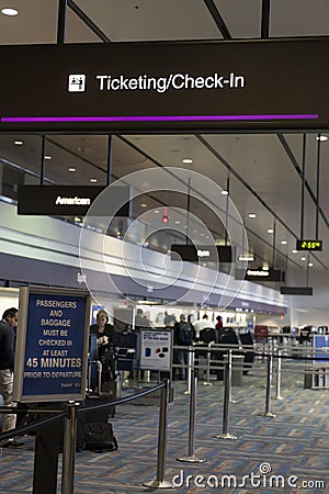 The Check in area at McCarren Airport in Las Vegas, NV on March